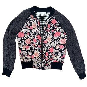 Saltwater LUXE Floral Bomber Jacket - Black and Pink, Size XS